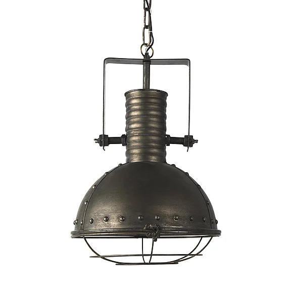 Mercana Zaio 12.5Lx 12.5W x 18.5H Weathered Antique Gold Metal Caged Bulb Pendant Light 65130