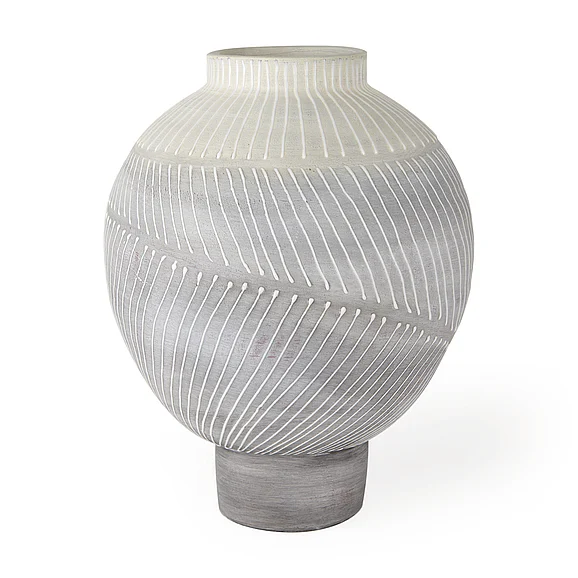 Mercana Blume 12.5H Off-White w/ Gray Textured Vase 70075