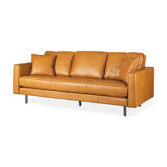 Mercana D'Arcy 88.0L x 37.0W x 34.0H Tan Leather Sofa 69642 PROMO