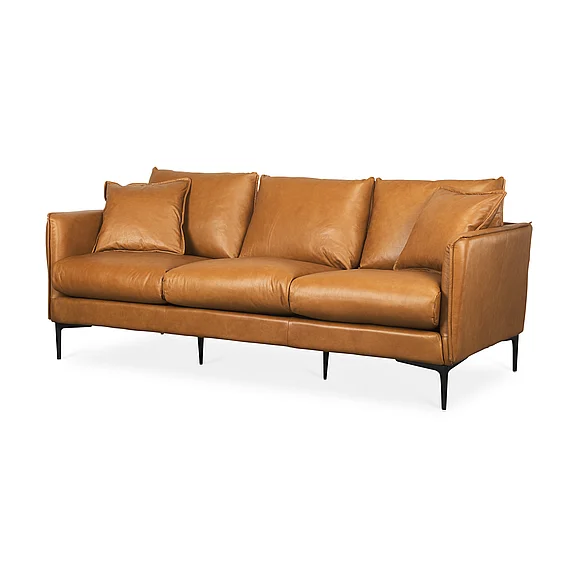 Mercana Lake Como 85.8L x 36.6W x 32.3H Tan Leather Three Seater Sofa 69689 PROMO