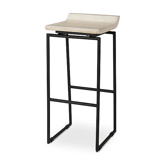 Mercana Givens 14.0L x 15.8W x 31.8H Natural Wood w/Black Metal Frame Bar Stool 69557