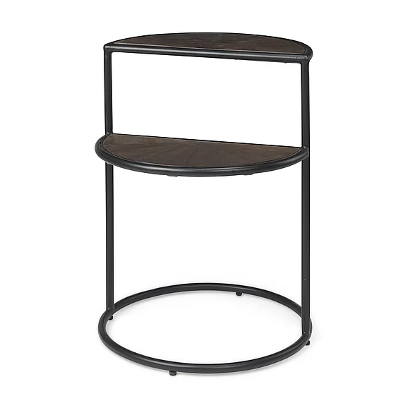 Mercana Arlo 20.5L x 20.5W x 24.4H Brown Wood w/Black Metal End Table 69735 PROMO
