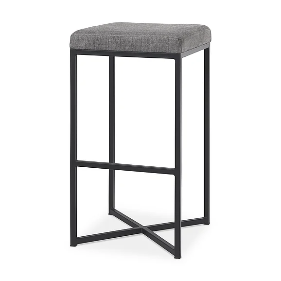 Mercana Frodo 16.5L x 16.5W x 29.75H Gray Fabric Seat w/Black Iron Frame Bar Stool 69575 PROMO