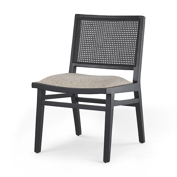Mercana Wynn 20.5L x 24.6W x 34.1H Beige Fabric w/Black Wood Dining Chair 69828