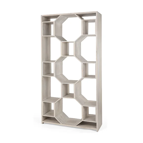 Mercana Traro 47.75L x 16.0W x 92.0H Beige Wooden Compartment Shelving Unit 69740