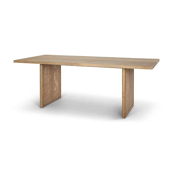 Mercana Grier 84L Light Brown Wood w/ Cane Dining Table 69905