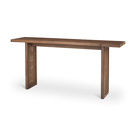 Mercana Grier Medium Brown Solid Wood w/ Cane Console Table 69906