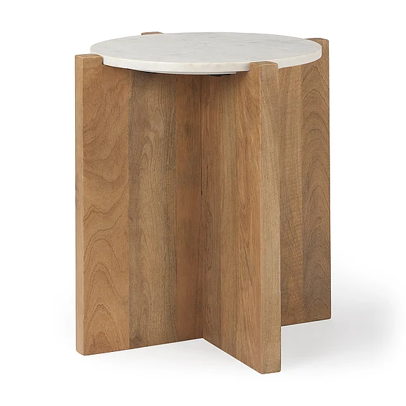 Mercana Bianca Wood and Marble Accent Table 69914