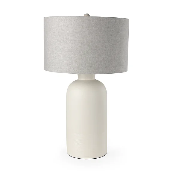 Mercana Cato 20.0L x 20.0W x 33.5H Cream Base w/White Shade Table Lamp 69791 PROMO