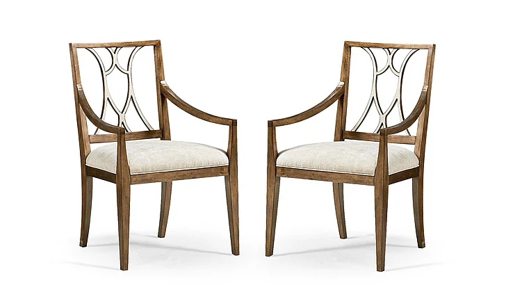 Jonathan Charles JC Traditional Osborne Arm Chair in Medium Brown Mahogany (Set of 2) 007-2-080-MBM