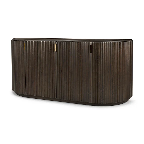 Mercana Terra 72L x 18W x 32H Dark Brown Wood Fluted Sideboard 69883