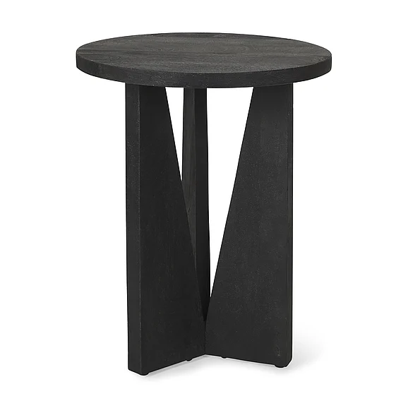 Mercana Mattius Black Wood Accent Table 70110