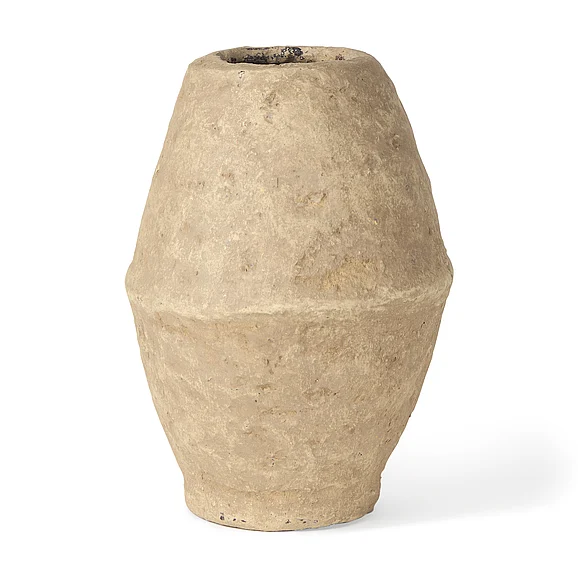 Mercana Rundal Small Beige Paper Mache Vase 70210
