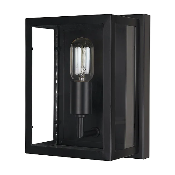 Mercana Cairn Matte Black Metal w/ Glass 1-Light Wall Sconce 70447 PROMO