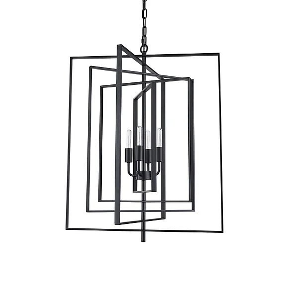 Mercana Colleen Matte Black Metal 4-Light Chandelier 70449