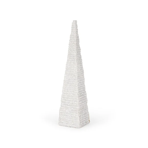 Mercana Pyramis White Rough Marble Obelisk 16" 70502 CLOSEOUT