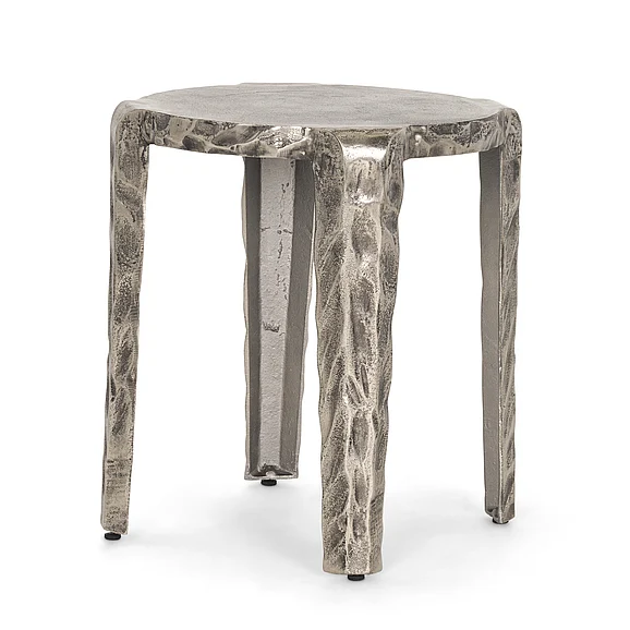 Mercana Randy Textured Silver Nickel Cast Aluminum Metal Accent Table 70615 PROMO