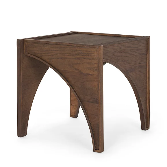 Mercana Laraya Medium Brown Wood w/ Arches End Table 70641