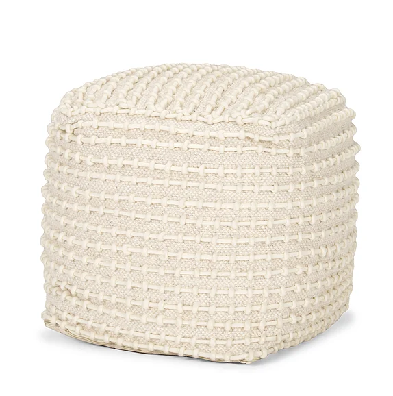 Mercana Sakaye Beige w/ Cream Stitched Patterned Pouf 70762