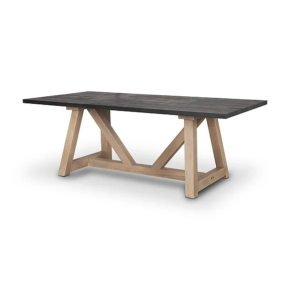 Mercana Rialto Rectangular Two-Tone Black and Brown Solid Wood Dining Table 70557-AB