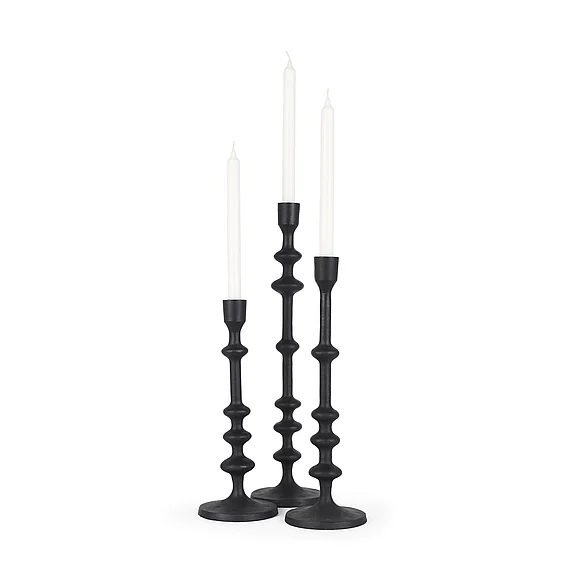 Mercana Paolo Matte Black Metal Candle Holder (Set of 3) 70673
