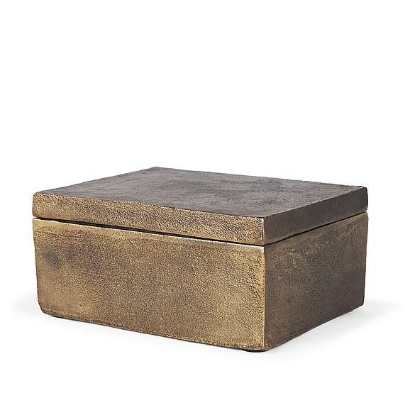 Mercana Porschia Large Antiqued Gold Metal Decorative Box 70675