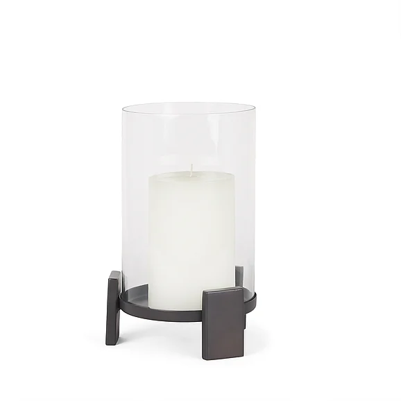 Mercana Price Small Matte Black Metal w/ Glass Hurricane Candle Holder 70677