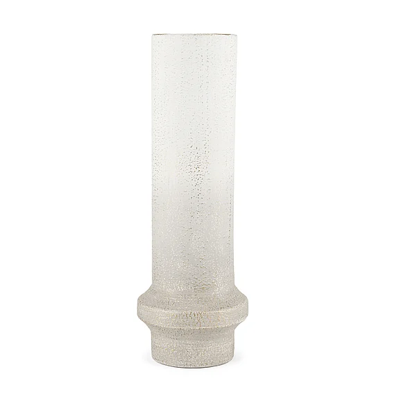 Mercana Tovah Tall Gold Metal Vase in Textured White 70952 PROMO