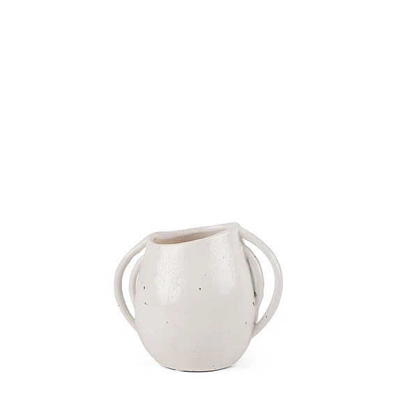 Mercana Urvi Short Speckled Asymmetrical Ceramic Vase in Off White 70985 PROMO