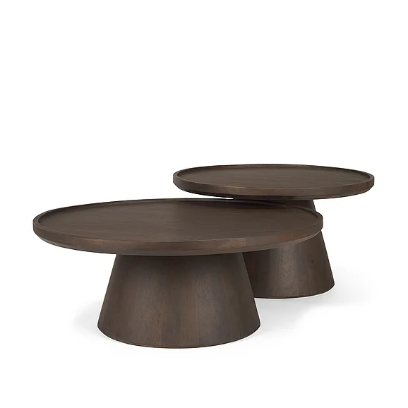Mercana Takoda Dark Brown Wood Tapered Drum Nesting Coffee Tables 71011-AB