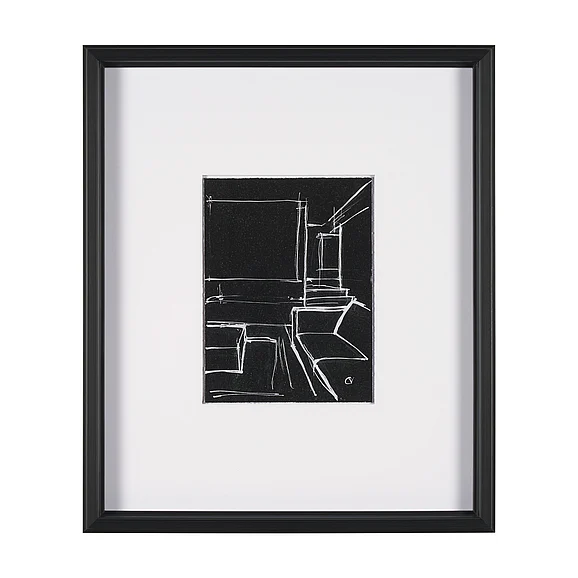 Mercana Interior Sketch IV by Mercana Studio a Hand Embellished Framed Art Print Matted under Glass 15676
