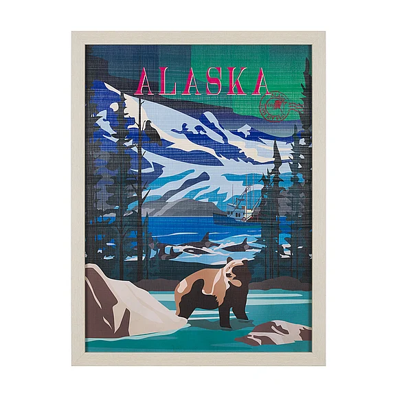 Mercana Alaska Go USA (L) by Mercana Studio a Hand Embellished Decograph Framed Art Print 15647