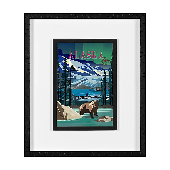 Mercana Alaska Go USA (M) by Mercana Studio a Framed Art Print Matted under Glass 15641