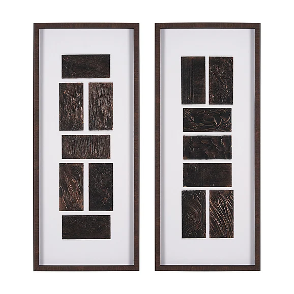 Mercana Grouped Bricks (Set of 2) by Studio M a handmade Original Framed Artwork under Glass 15743