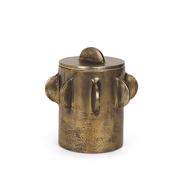 Mercana Deacon Small Antiqued Gold Metal Canister 71162