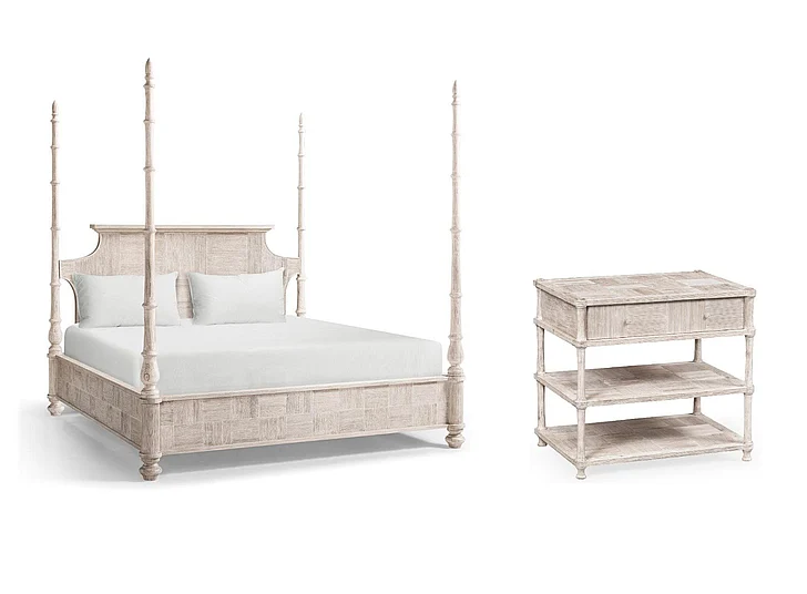 Jonathan Charles William Yeoward 2pc Bywater Poster Bedroom Set in Washed Acacia