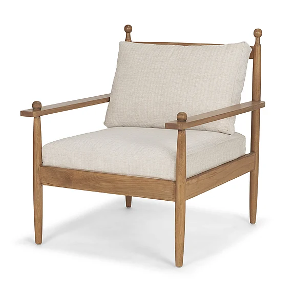 Mercana Danni Beige Fabric Beech Wood Framed Accent Lounge Chair 71178