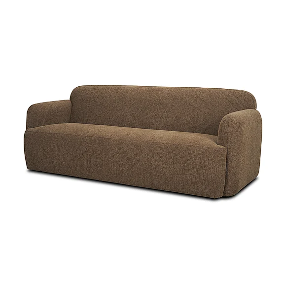 Mercana Saga Textured Brown Plush Fabric 3 Seater Sofa 71196