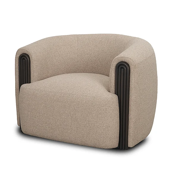 Mercana Kornelia Textured Mushroom Fabric Barrel Accent Chair 71200