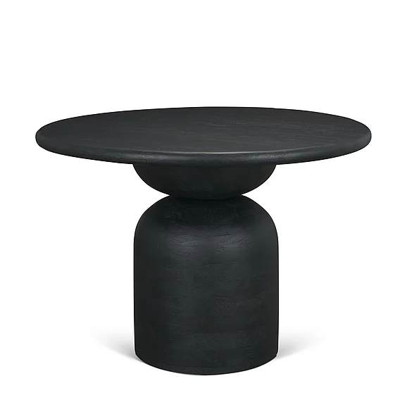 Mercana Atlas 42" Black Wood Stacked Pedestal Base Round Dining Table 71219-AB