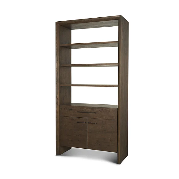 Mercana Belford 2-Door Open Dark Brown Oak Wood Shelving Unit 71231