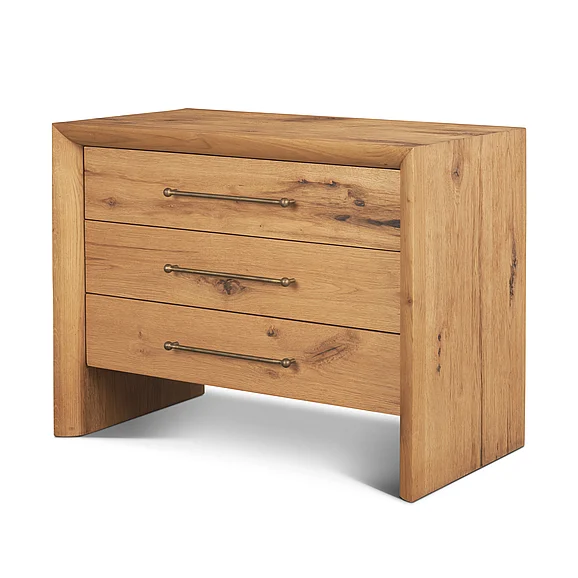 Mercana Belford 3-Drawer Light Brown Oak Wood Closed Nightstand 71235