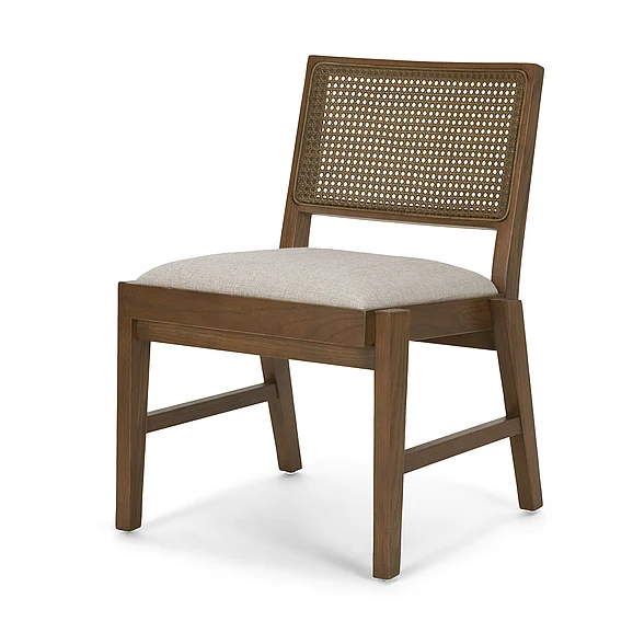 Mercana Reid Framed Brown Cane Cream Fabric Dining Chair (Set of 2) 71243;71243
