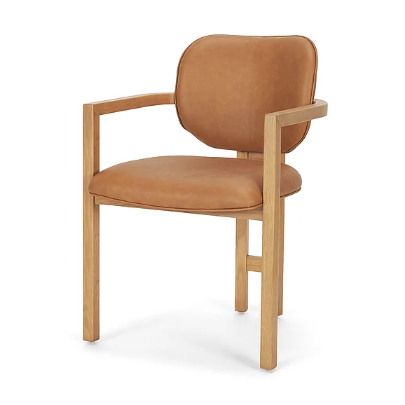 Mercana Carlisle Curved Back Tan Leather Tripod Frame Dining Armchair 71255
