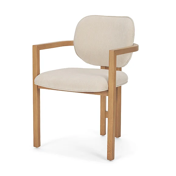 Mercana Carlisle Curved Back Cream Chenille Tripod Frame Dining Armchair 71256