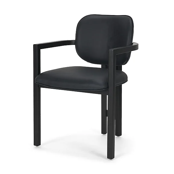 Mercana Carlisle Curved Back Black Leather Tripod Frame Dining Armchair 71257