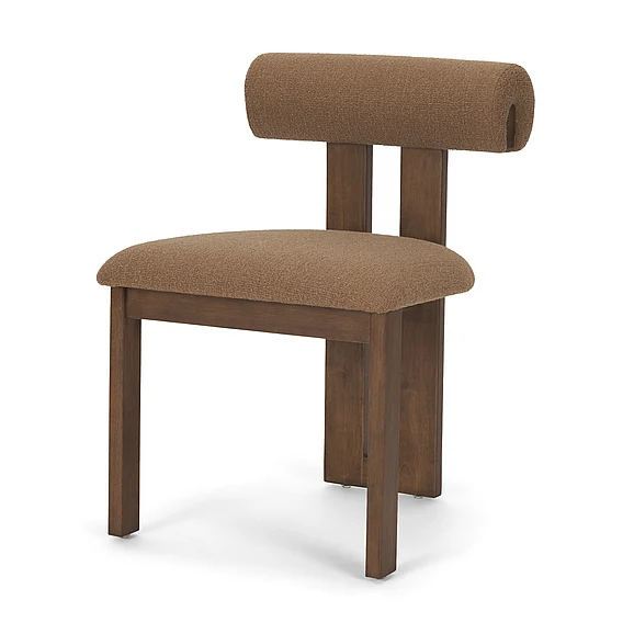 Mercana Tribeca Curve Open Back Mocha Fabric Tripod Frame Dining Chair (Set of 2) 71258