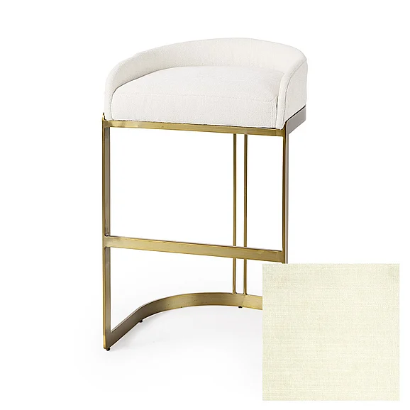 Mercana Hollyfield II Cream Fabric Seat W/ Gold Metal Base Bar Stool 69456V