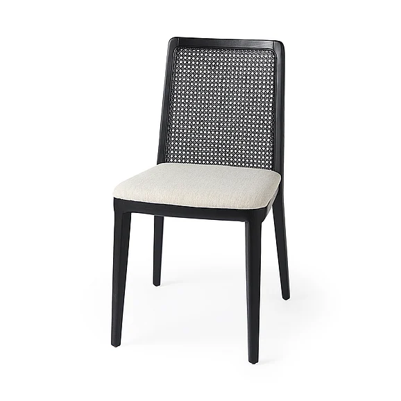 Mercana Clara Cream Fabric Cane Back Dining Chair (Set of 2) 69350V