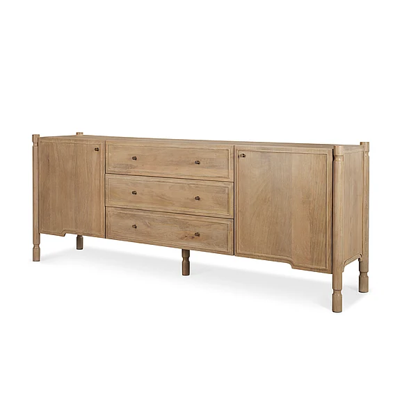 Mercana Phil Light Brown Wood 2 Door 3 Drawer Closed Sideboard 71125